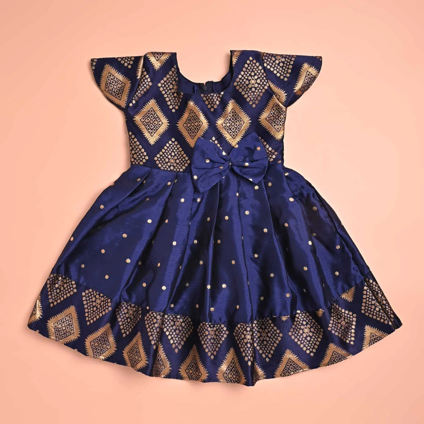 AQSADRESSES Baby Girls Midi/Knee Length Party Dress (Blue, Short Sleeve) - Image 4